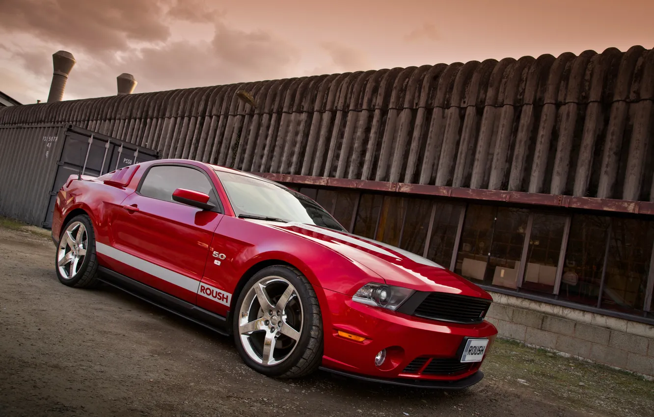 Фото обои Mustang, Ford, red, 2011, Roush, Stage