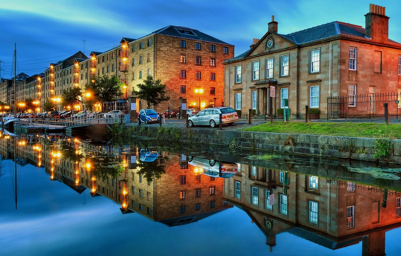 Фото обои wallpaper, street, houses, Scotland, Glasgow