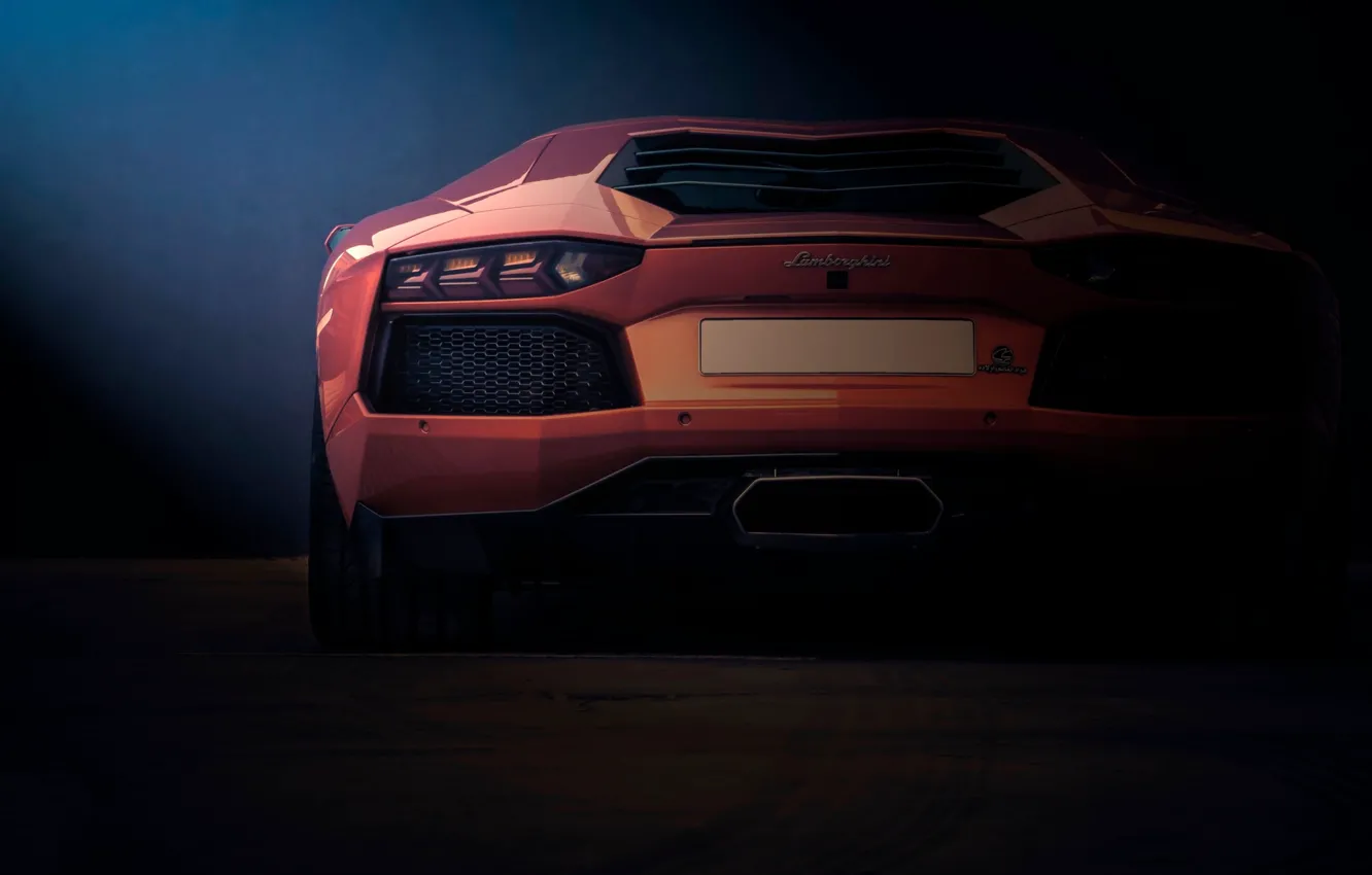 Фото обои Lamborghini, rear, orange, LP700-4, Aventador