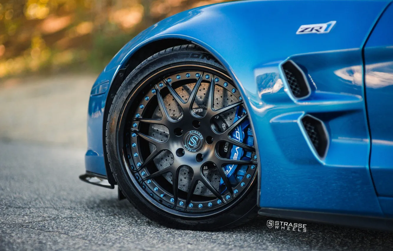 Фото обои ZR1, Car, Blue, Wheel, Strasse Wheels, Rim, Disk