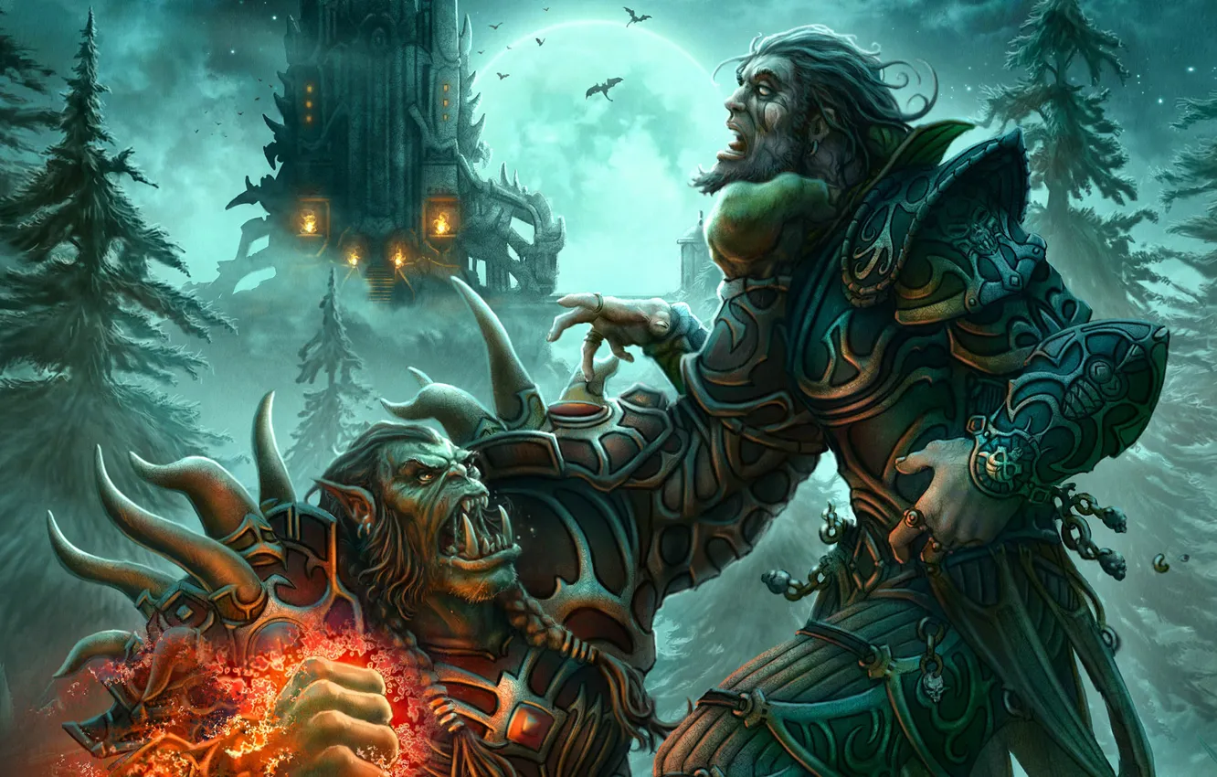 Фото обои Человек, World of Warcraft, Орк, Варлок, Чернокнижник, Лок