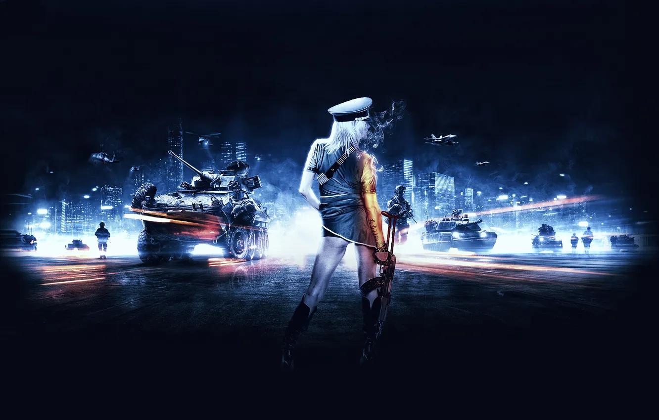 Фото обои попка, девушка, солдат, супер, Battlefield 3