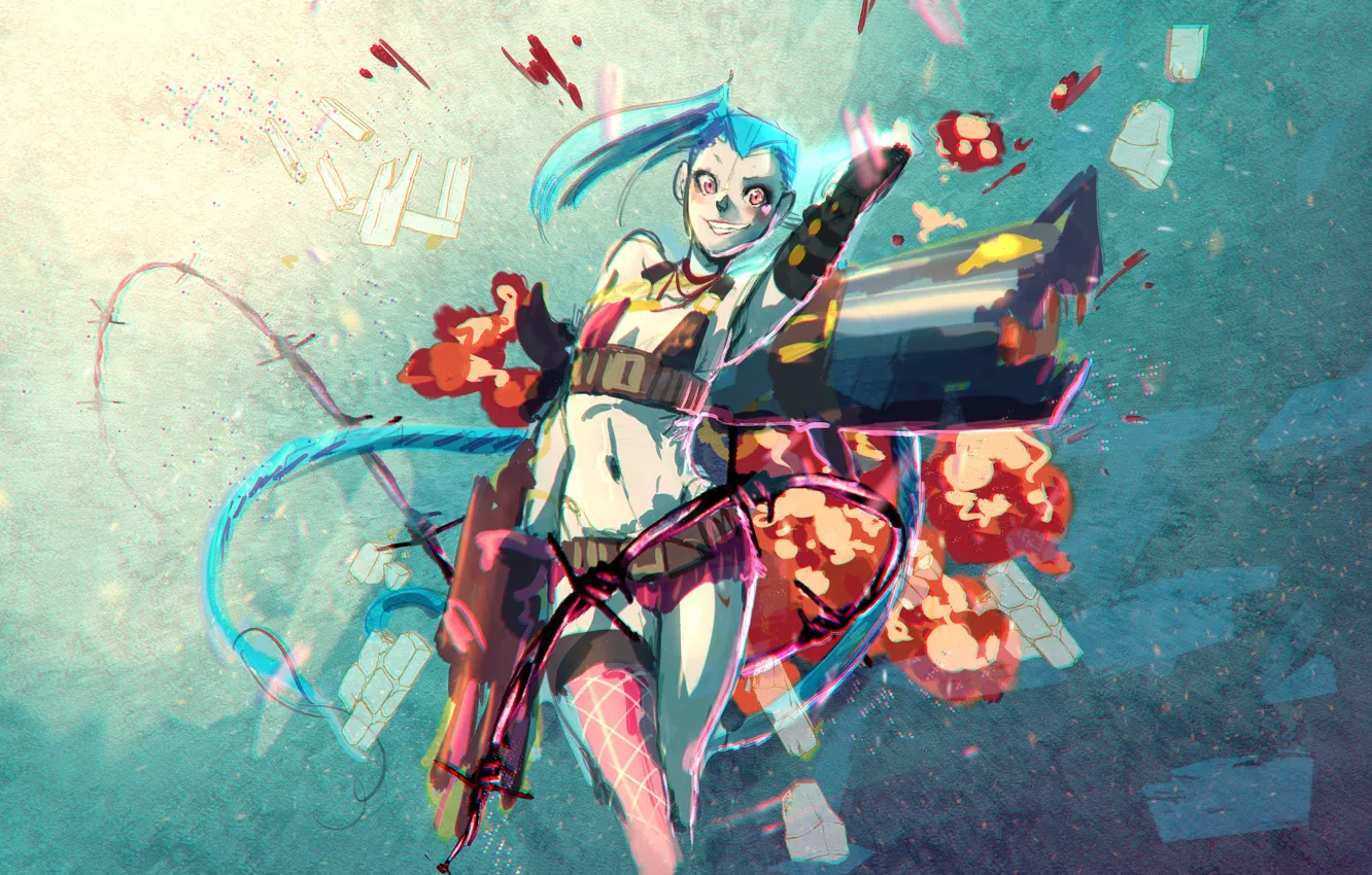 Фото обои оружие, art, League of Legends, Jinx, Loose Cannon