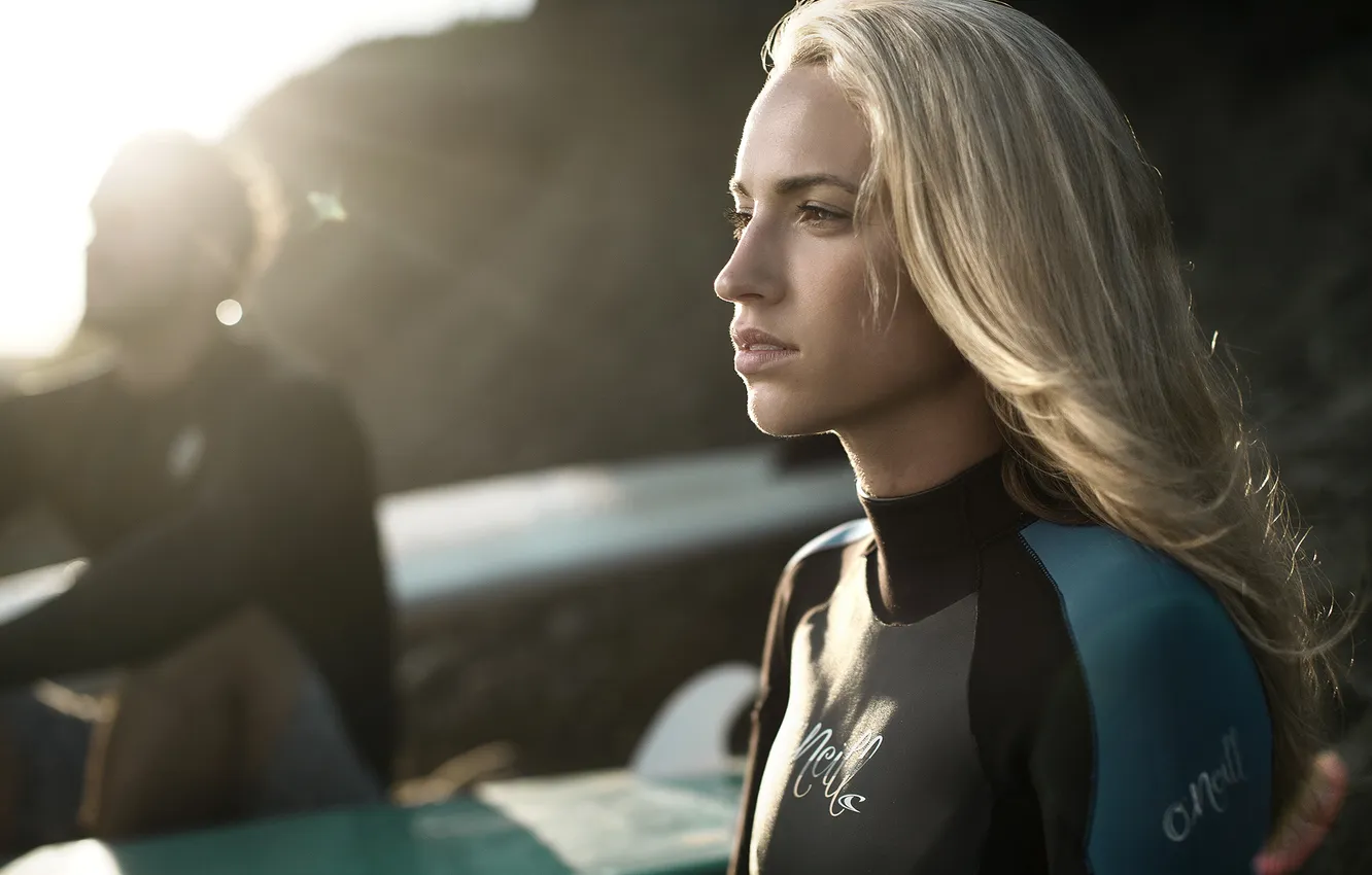 Фото обои девушка, серфер, блондинка, серфинг, профиль