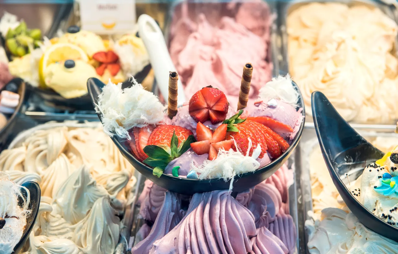 Фото обои colorful, ice, food, fruit, chocolate, frozen, cream, dessert