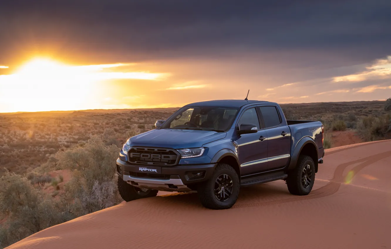 Фото обои закат, Ford, Raptor, пикап, Ranger, 2019