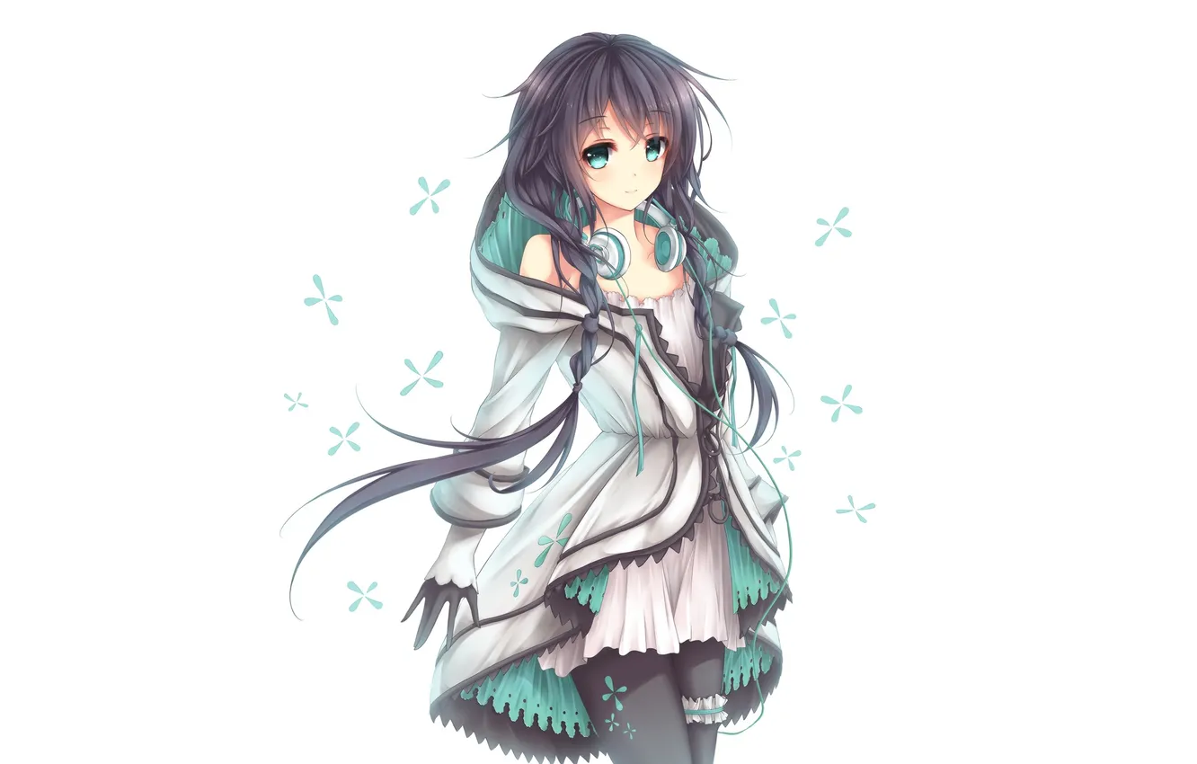Фото обои девушка, улыбка, аниме, наушники, арт, utau, xia yu yao, wsman