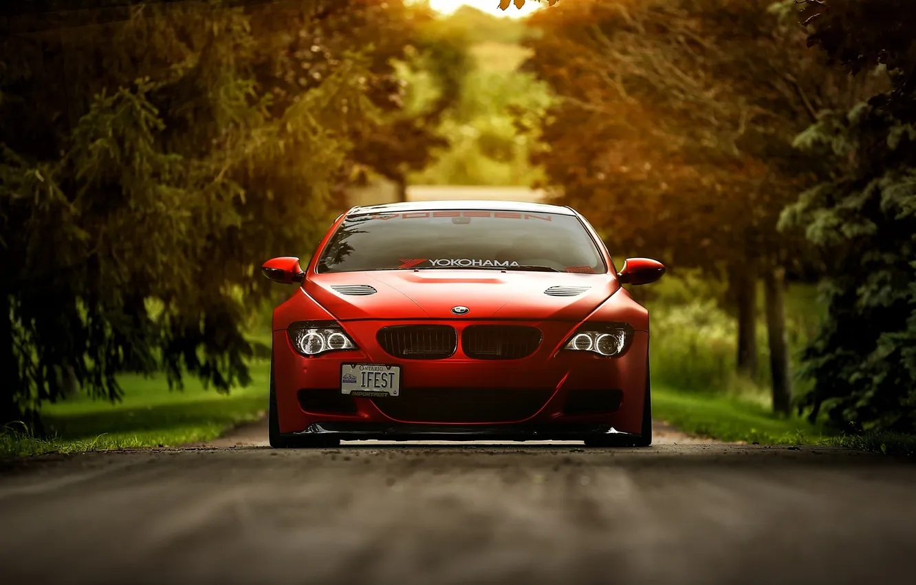 Фото обои BMW, red, front, E63, Yokohama