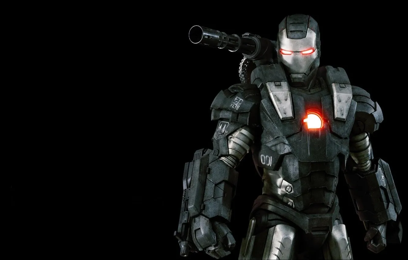 Фото обои cinema, metal, gun, soldier, armor, weapon, Iron Man 2, power