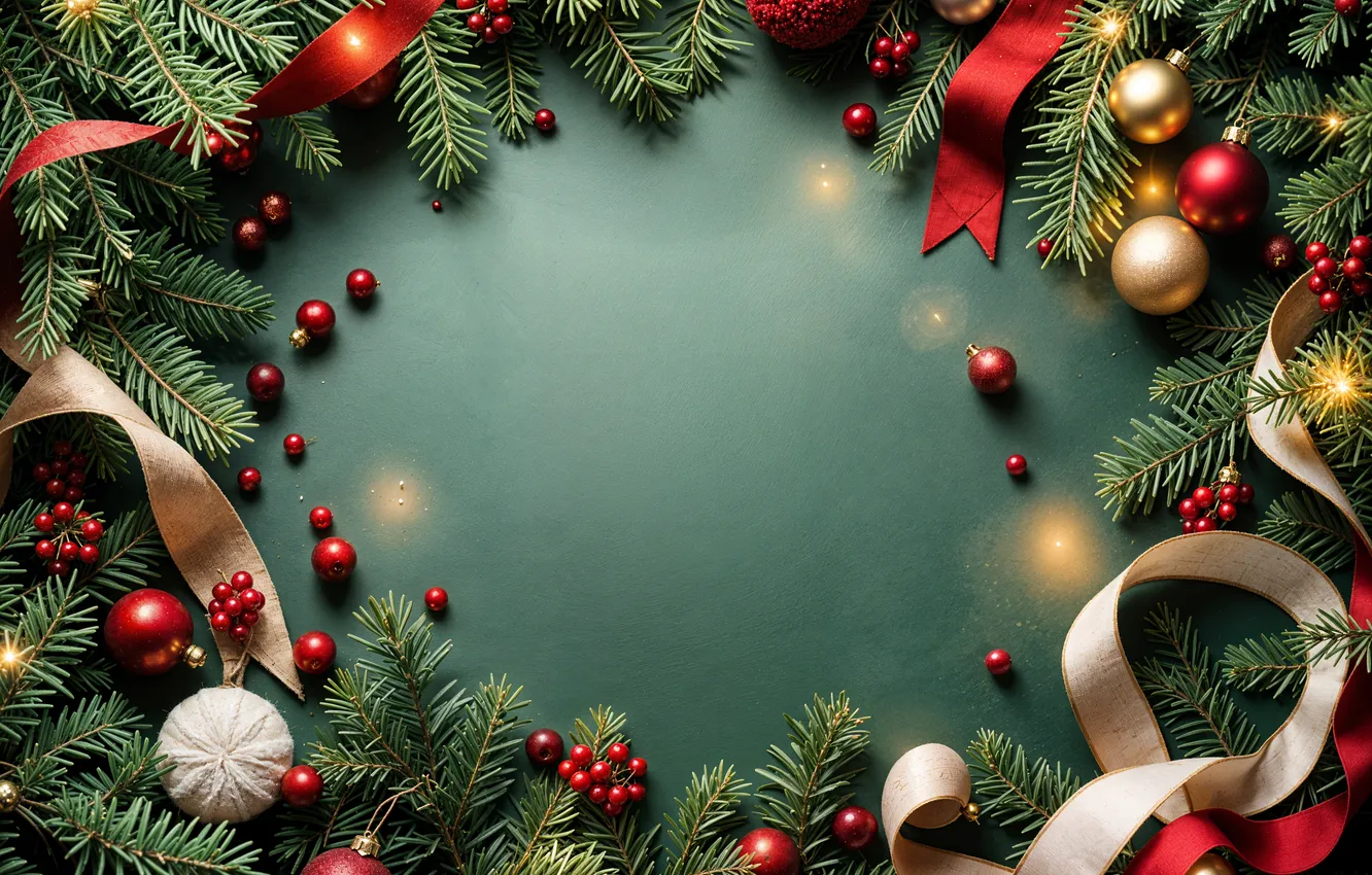 Фото обои украшения, фон, шары, новый год, Рождество, golden, Christmas, balls