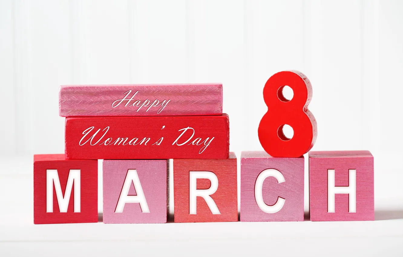 Фото обои подарок, кубики, red, 8 марта, Women's Day