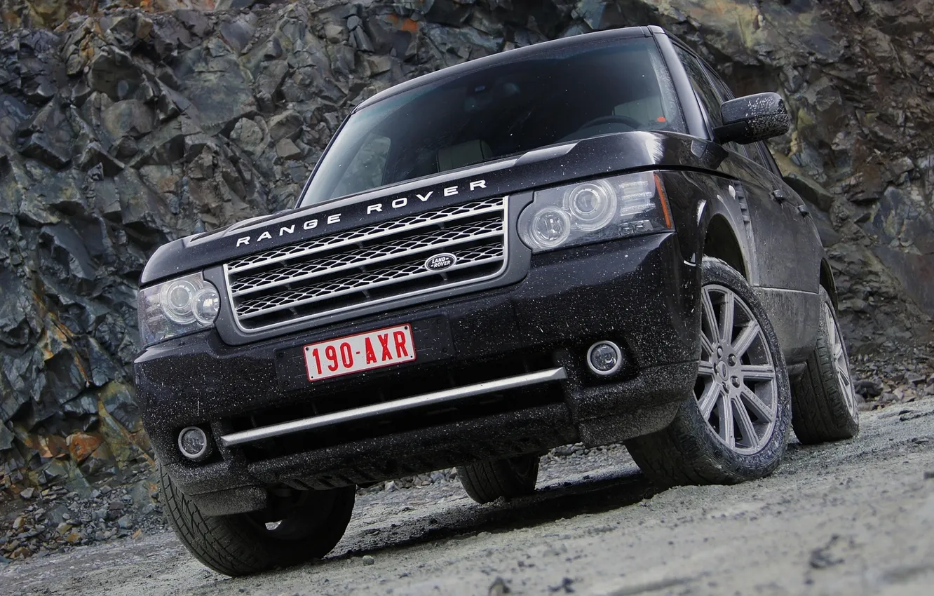Фото обои чёрный, Land Rover, Range Rover, передок, Ленд Ровер, Ренж Ровер, Supercharged, Суперчарджед