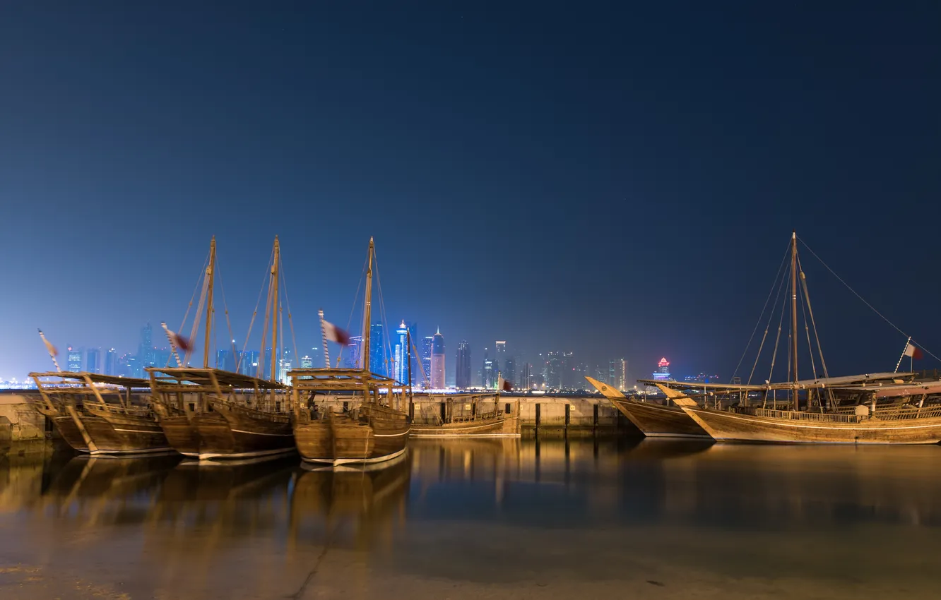 Фото обои Qatar, Doha, Sail Boats