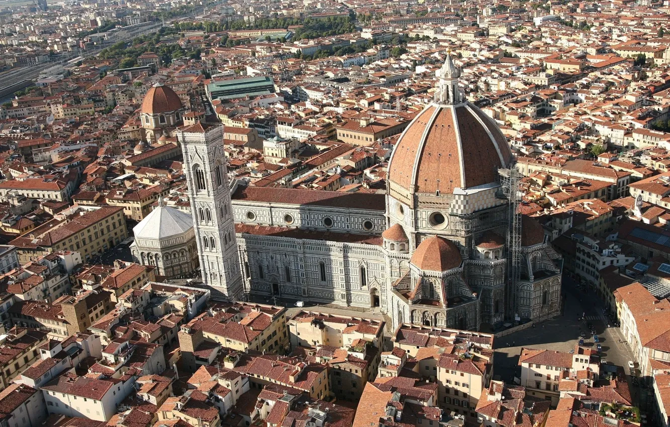 Фото обои city, cathedral, Italy, houses, Florence, Tuscany, church, Firenze