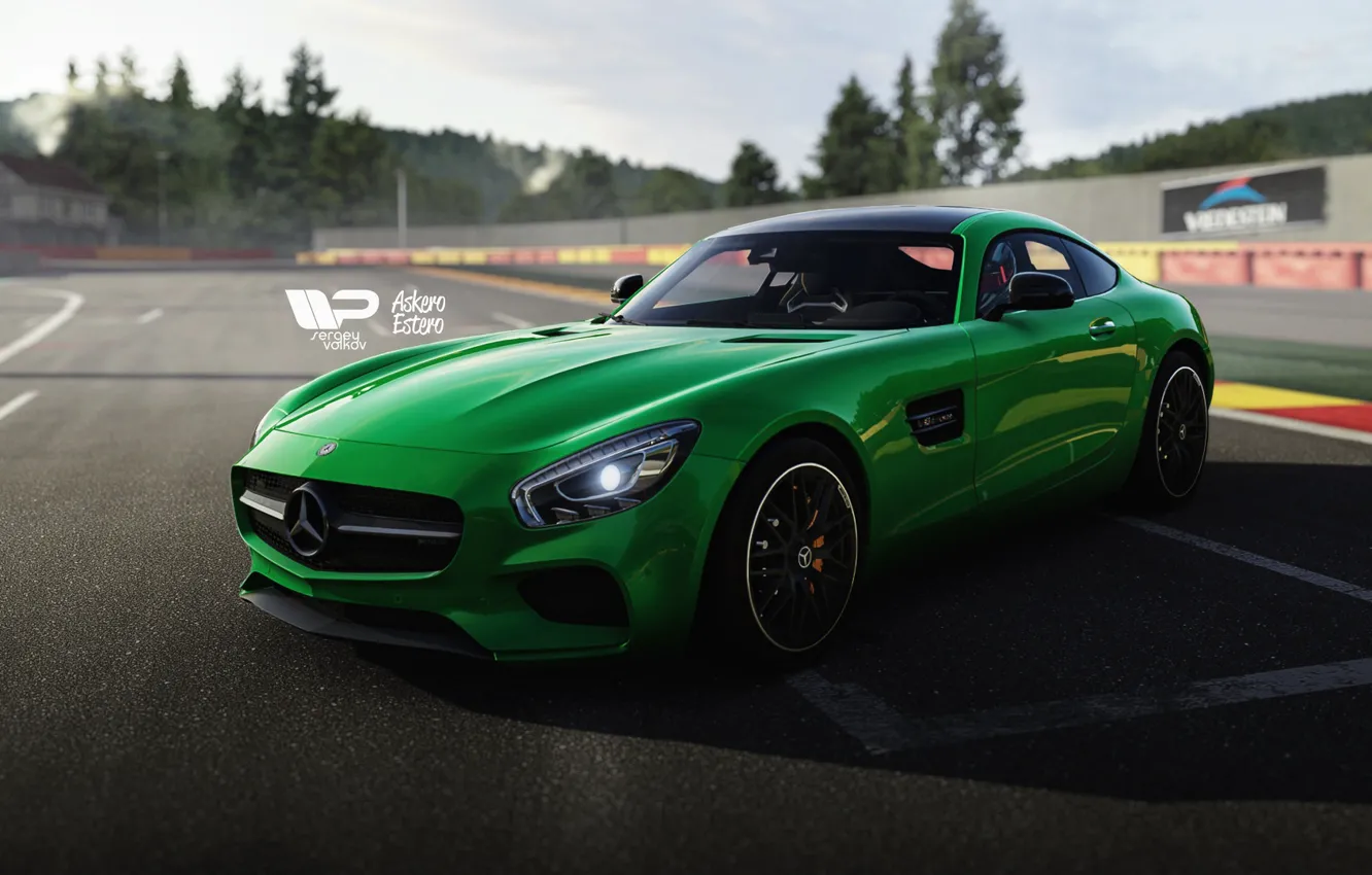 Фото обои Авто, Зеленый, Машина, Mercedes, AMG, Mercedes AMG, Forza Motorsport, Game Art