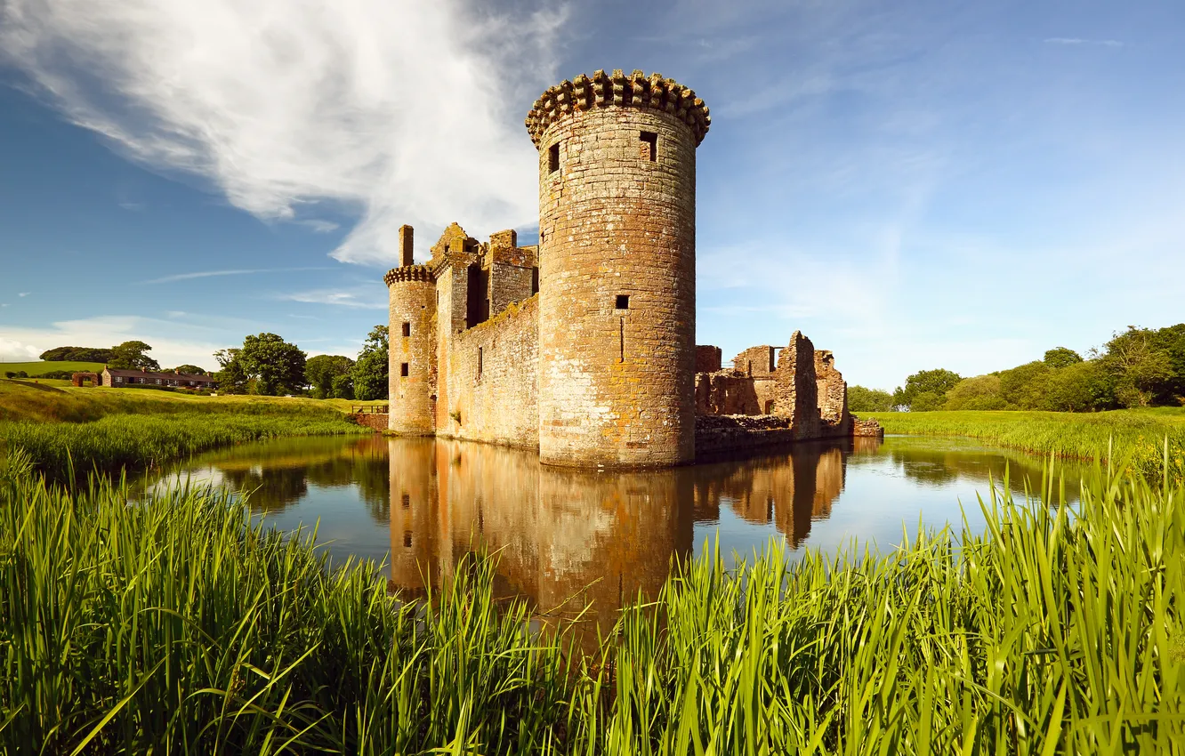 Фото обои озеро, замок, башня, старинный, castle