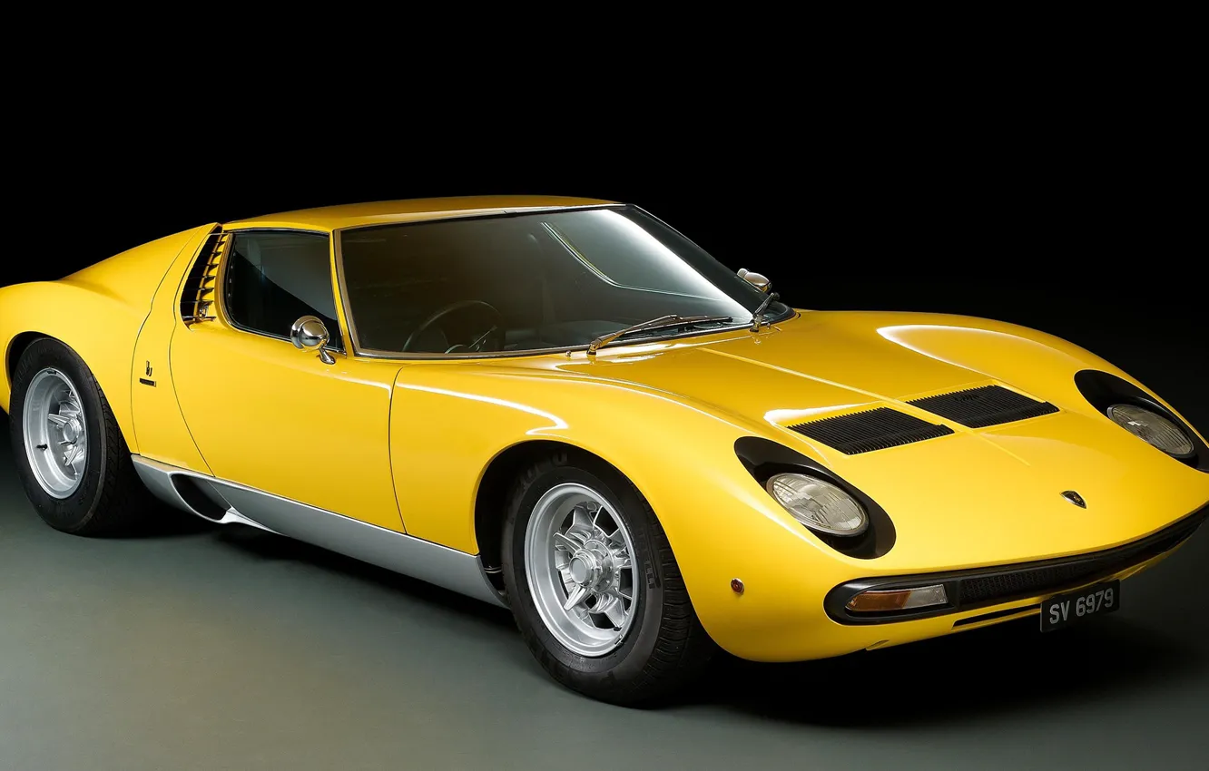 Фото обои Цвет, Авто, Желтый, Lamborghini, Машина, 1971, Фары, Автомобиль