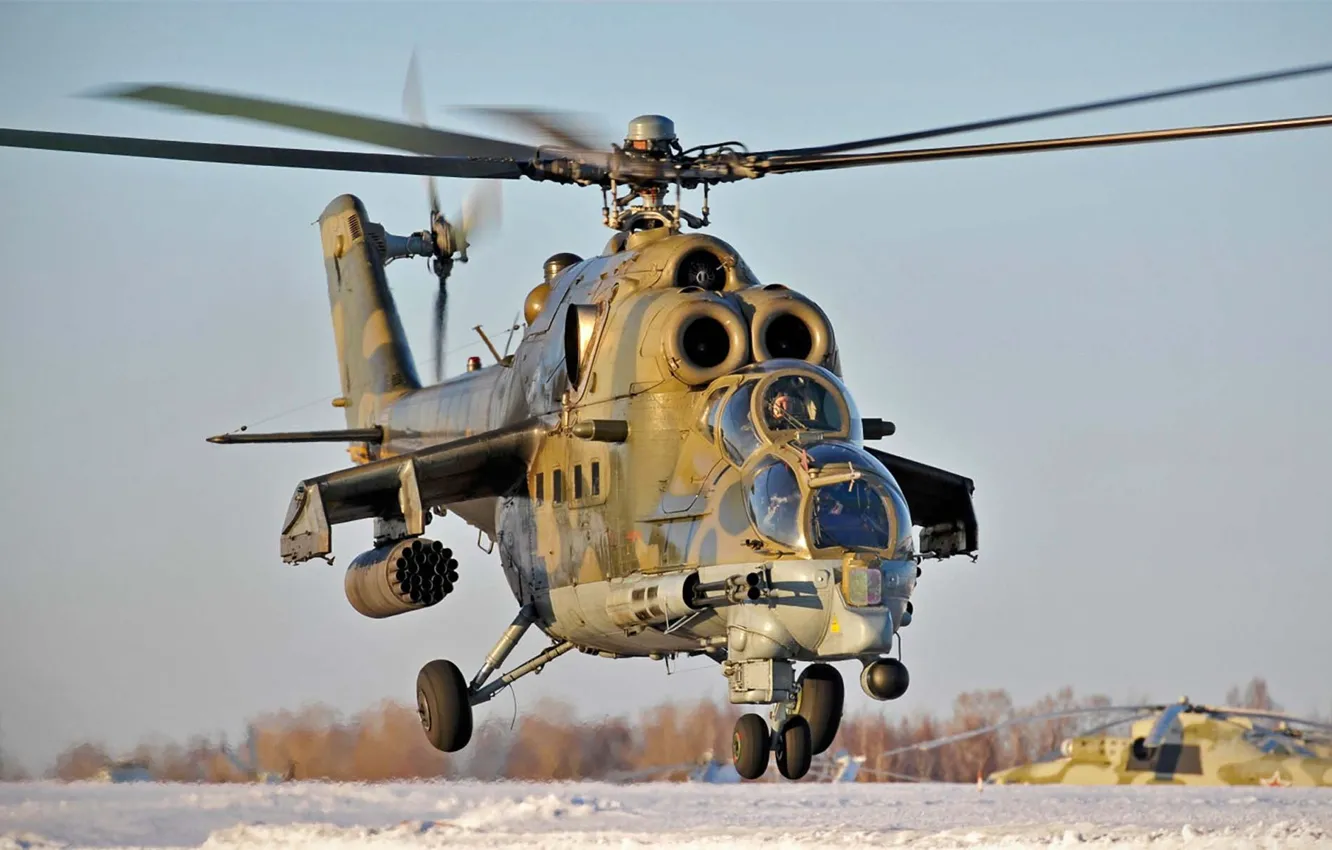 Фото обои вертолет, боевой, ВВС, ОКБ, российский, Ми-24, советский, РФ.