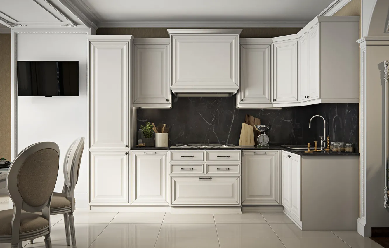 Фото обои интерьер, плита, помещение, гарнитур, Kitchen&Dinning room