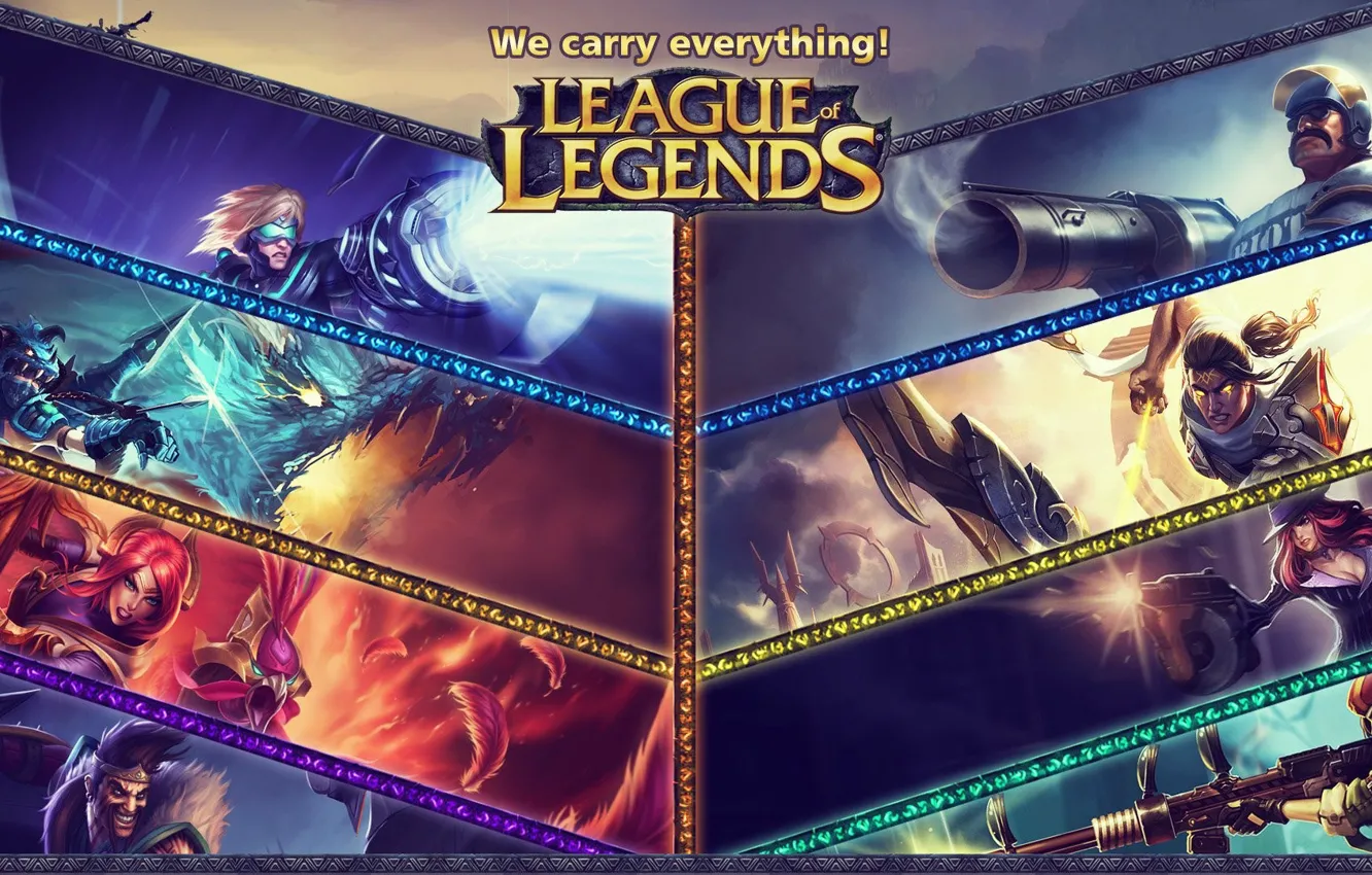 Фото обои надпись, игра, game, персонажи, лозунг, League of Legends, LOL, Лига Легенд