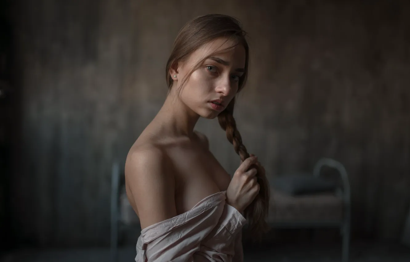 Фото обои грудь, взгляд, девушка, крупный план, Георгий Чернядьев, Georgy Chernyadyev, Катерина Айвазова