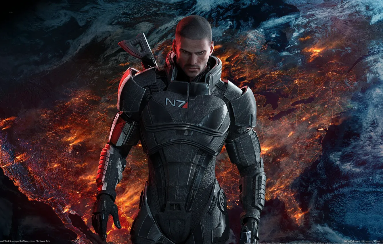 Фото обои капитан, Mass Effect, шепард