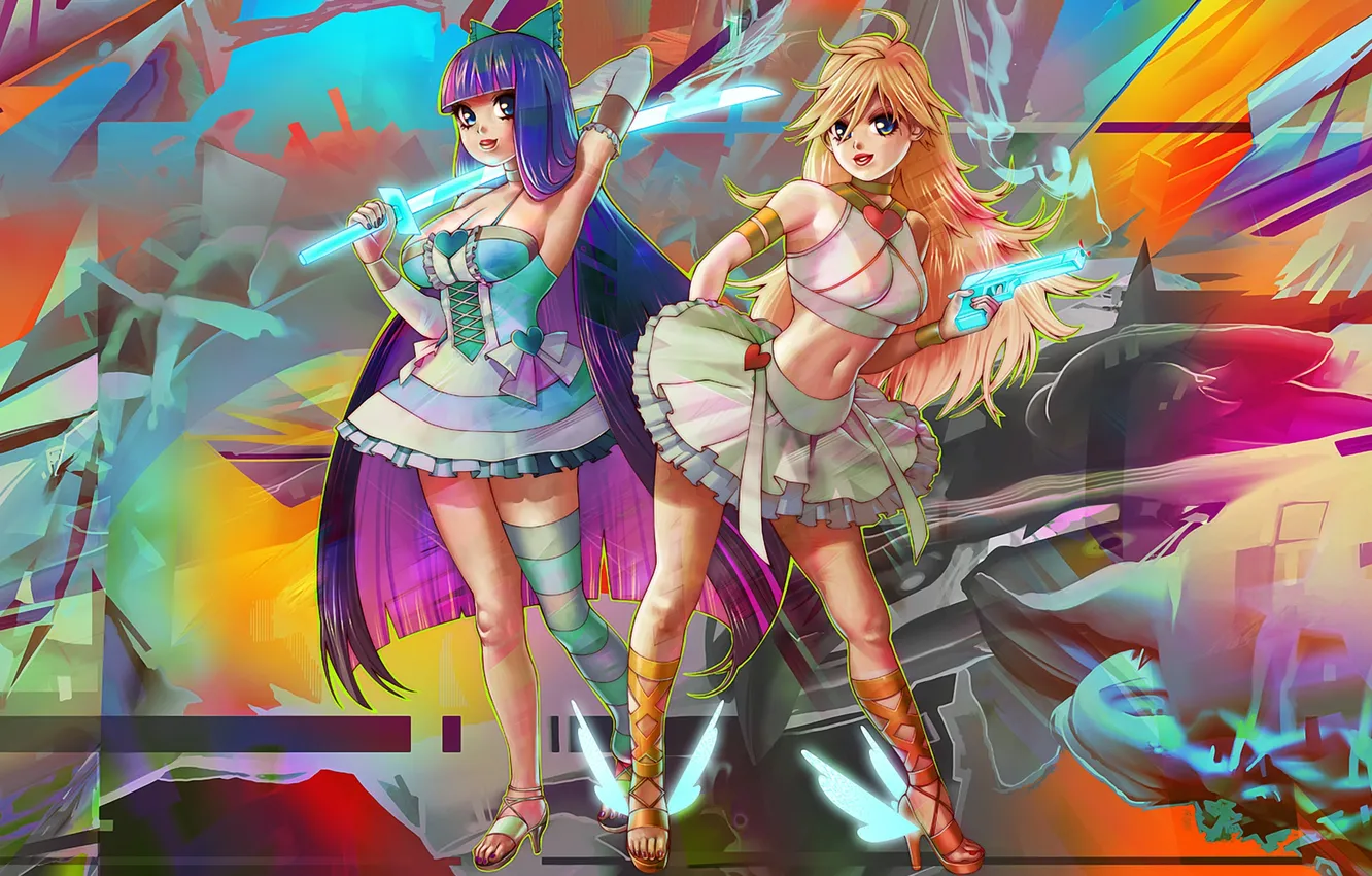 Фото обои абстракция, оружие, девушки, Panty &amp; Stocking with Garterbelt
