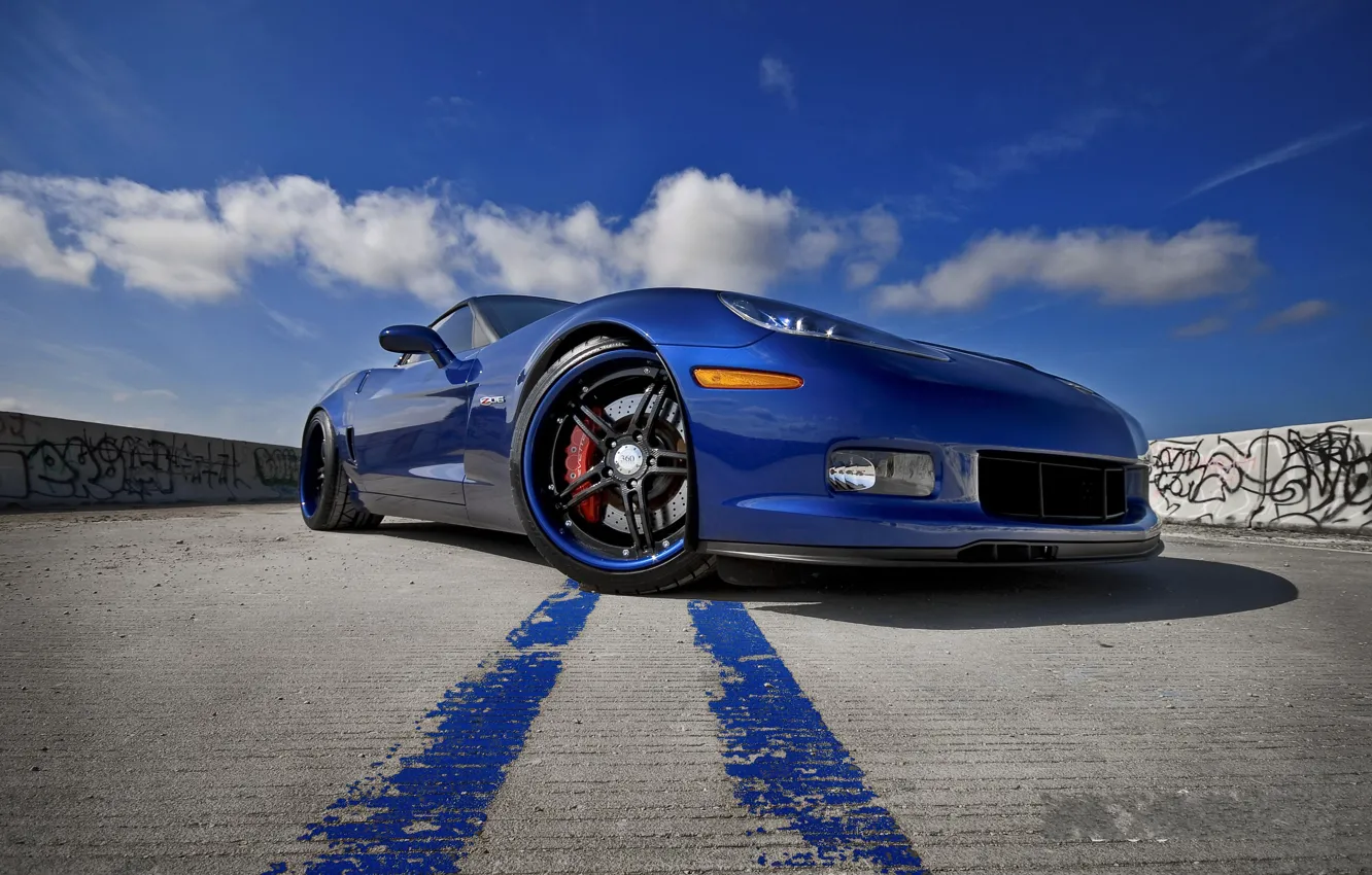 Фото обои синий, Z06, Corvette, Chevrolet