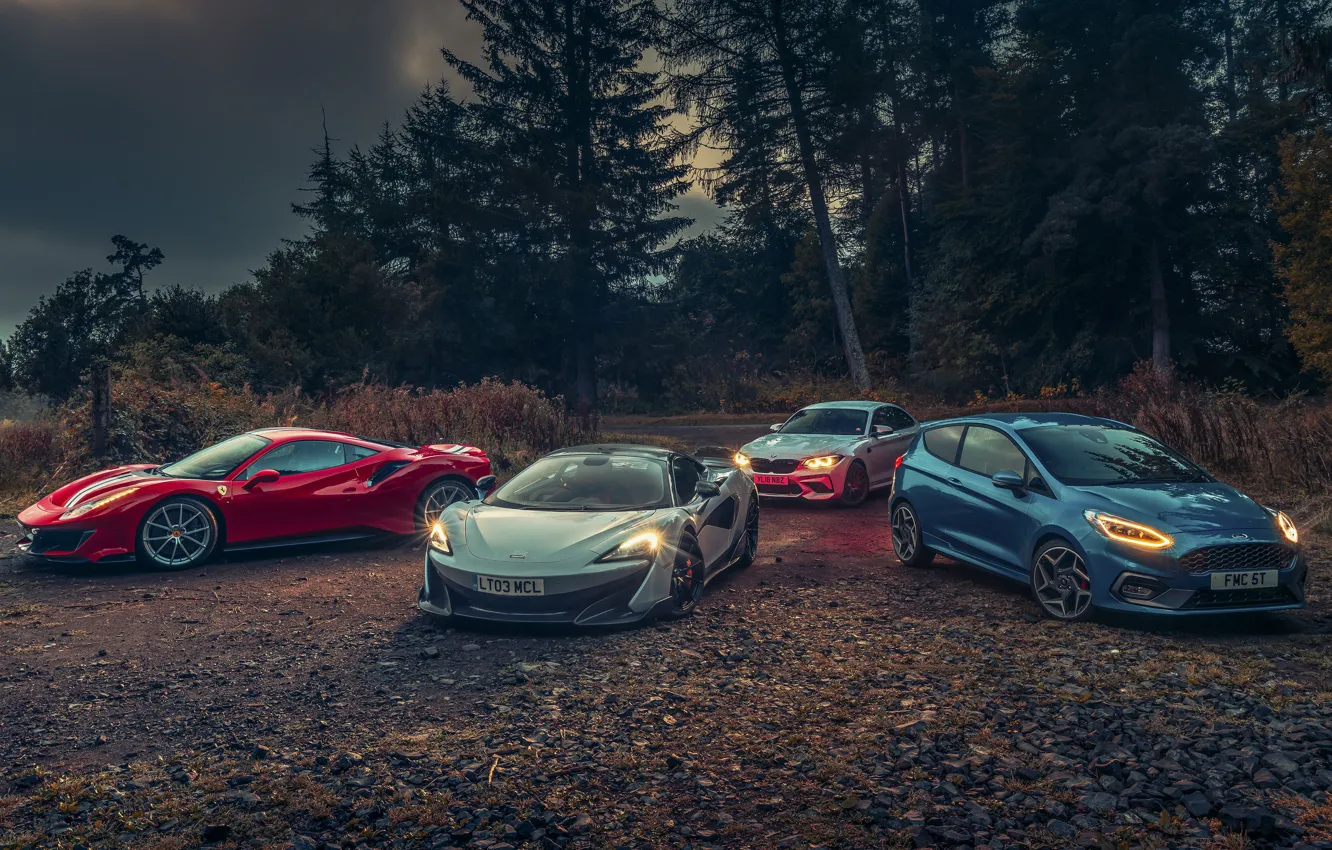 Фото обои McLaren, Ford, BMW, Ferrari, Fiesta, 488, 570S, M2