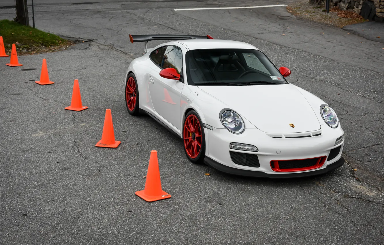 Фото обои Porsche, Red, GT3, White, Wheels
