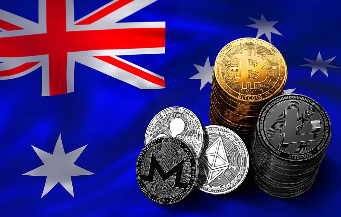 Фото обои звёзды, флаг, австралия, stars, flag, australia, bitcoin, ripple
