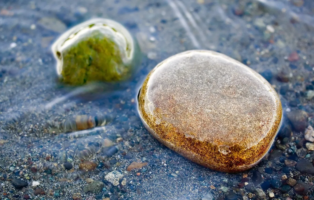 Фото обои вода, отражение, камни, блеск
