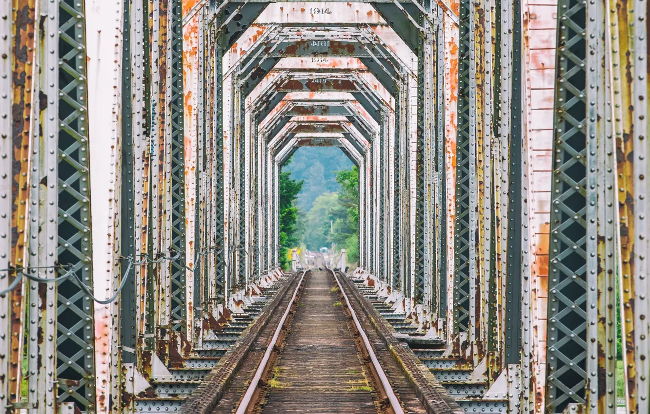 Фото обои bridge, rust, rail road