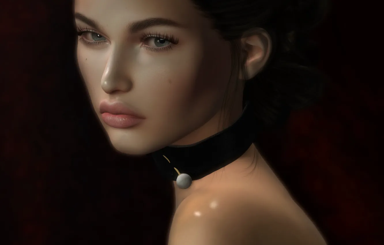 Фото обои глаза, девушка, фон, губы