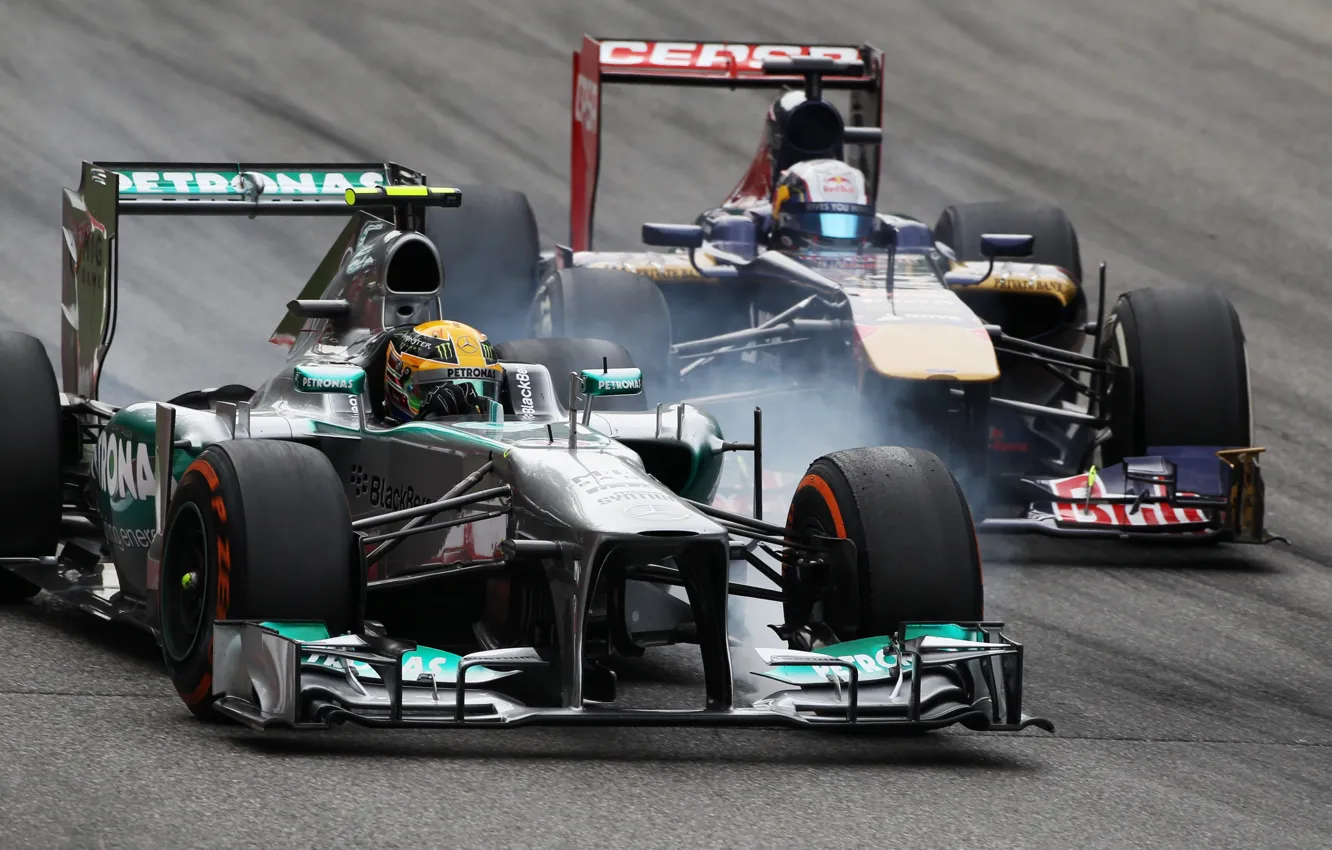 Фото обои Mercedes, Formula 1, AMG, Hamilton, Toro Rosso
