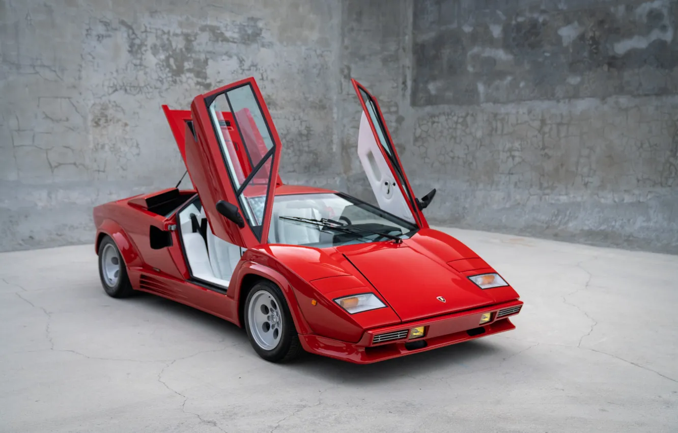 Фото обои красный, Lamborghini, Countach, ламборгини, Lamborghini Countach 5000QV