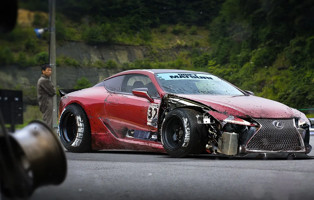 Фото обои Lexus, Red, Car, Tuning, Future, Low, by Khyzyl Saleem, LC 500