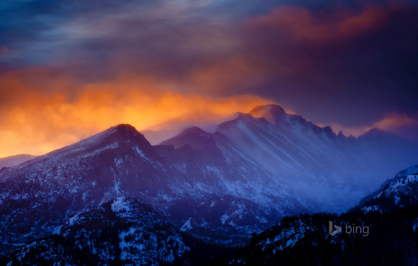 Фото обои небо, горы, тучи, Колорадо, США, Rocky Mountain National Park