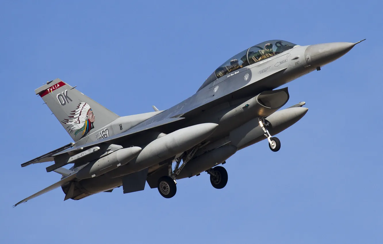 Фото обои истребитель, полёт, Fighting Falcon, «Файтинг Фалкон», F-16D