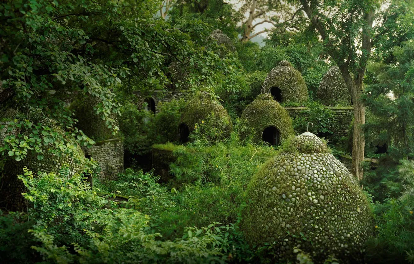 Фото обои Индия, джунгли, домик, Ришикеш