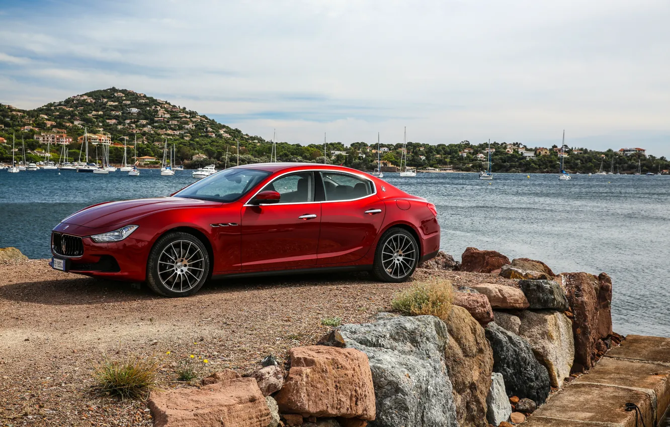 Фото обои Maserati, Красный, Автомобиль, Ghibli, 2016, S, Q4