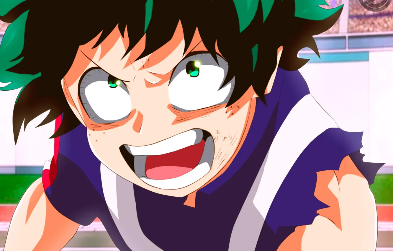 Фото обои парень, крик, My Hero Academia, Boku No Hero Academia, Мидория Изуку, Моя Геройская Академия