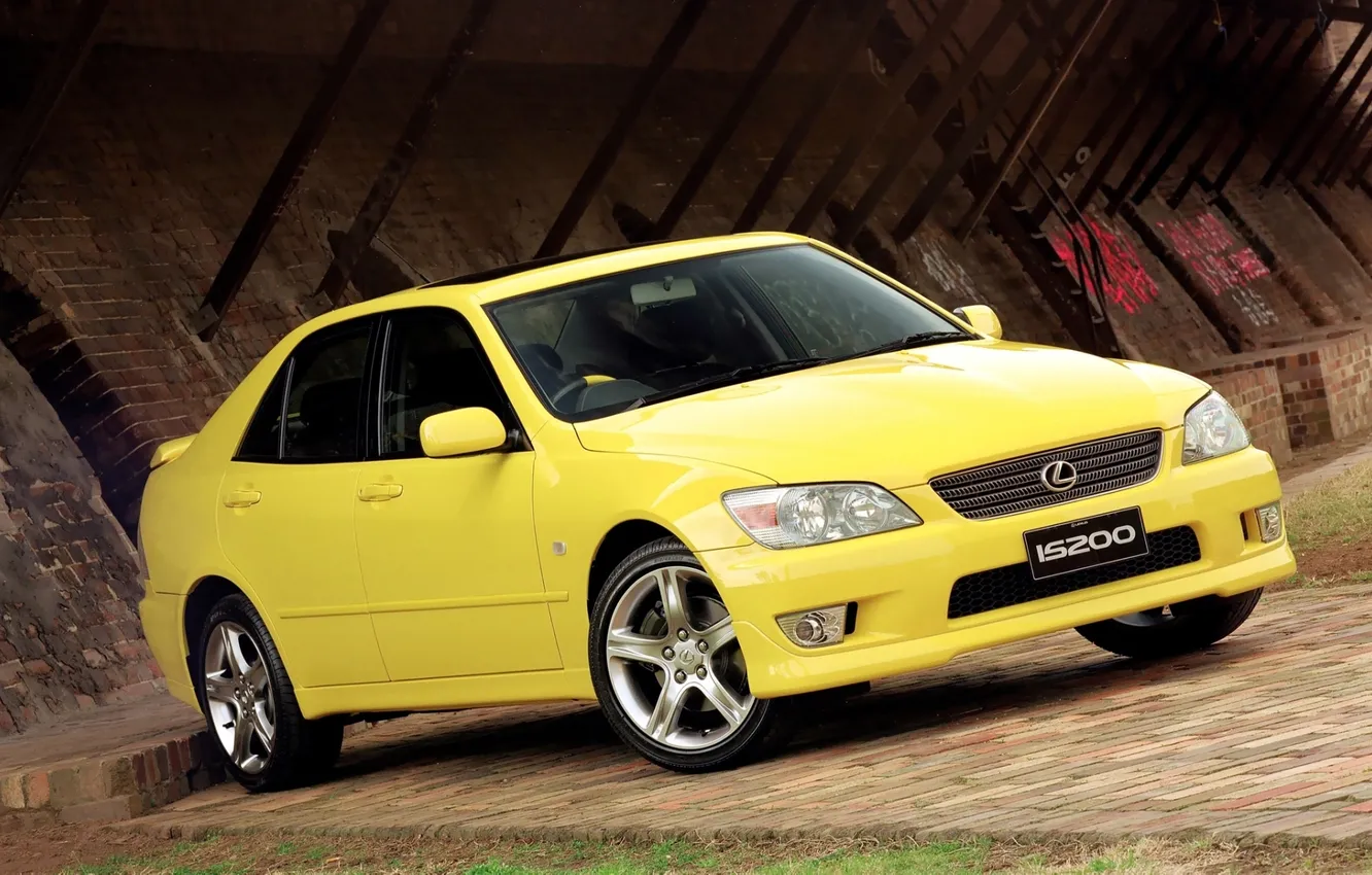 Фото обои желтый, lexus, Toyota, седан, Altezza, yellow, лексус, передок