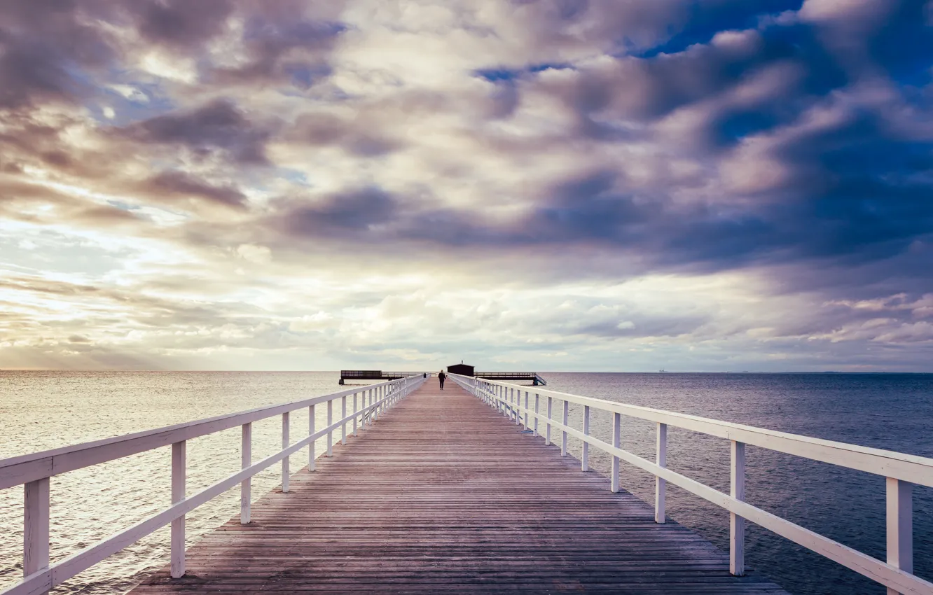 Фото обои море, горизонт, пирс, sea, кто, infinity, бесконечность, pier