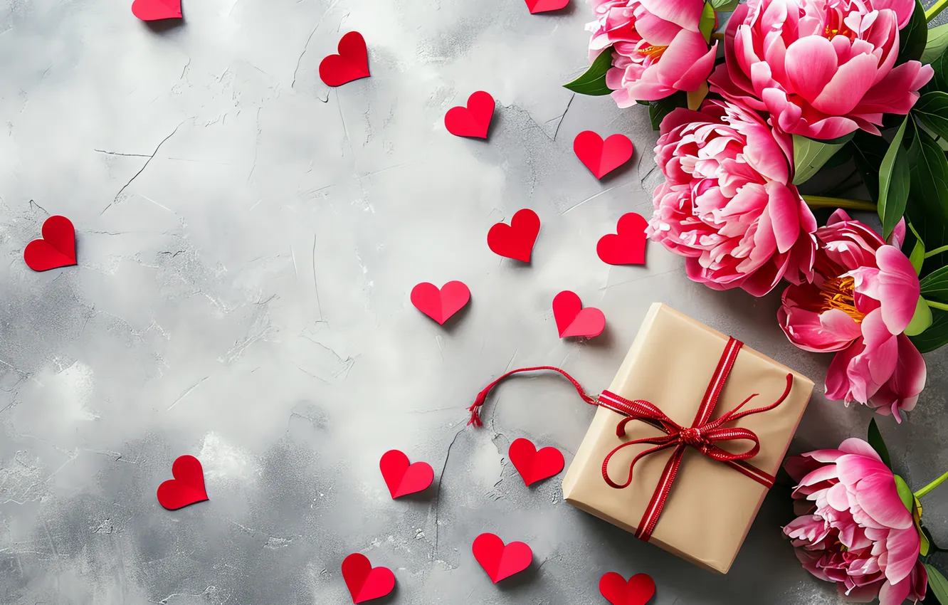 Фото обои любовь, цветы, подарок, романтика, love, happy, День святого Валентина, heart