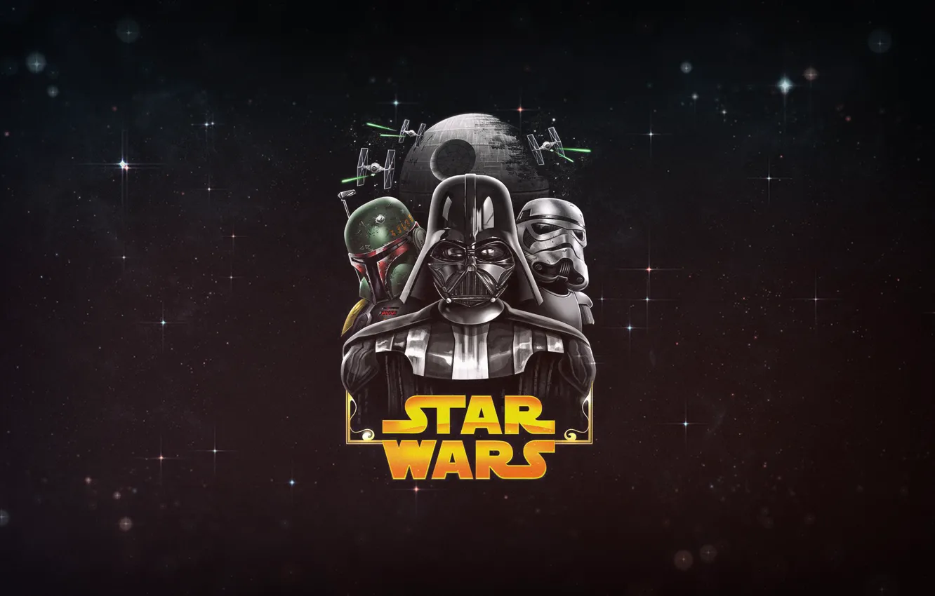 Фото обои Минимализм, Рисунок, Star Wars, Фон, Darth Vader, Dark Side, Space, Art