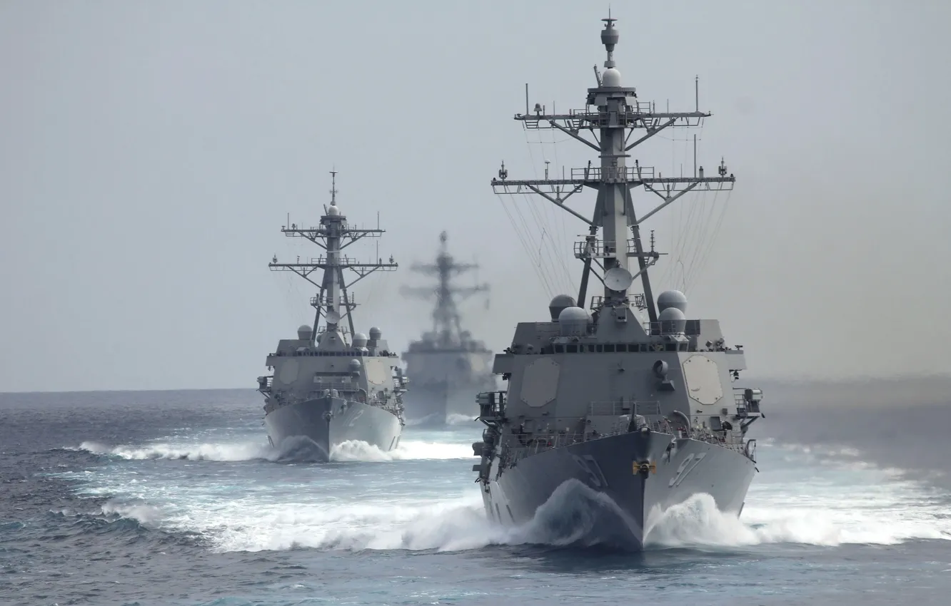 Фото обои море, оружие, армия, USS Michael Murphy (DDG 112), USS Gridley (DDG 101), The guided-missile destroyers …