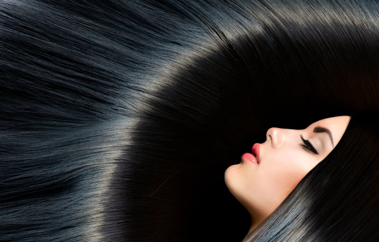 Фото обои hair, brunette, makeup, glitter
