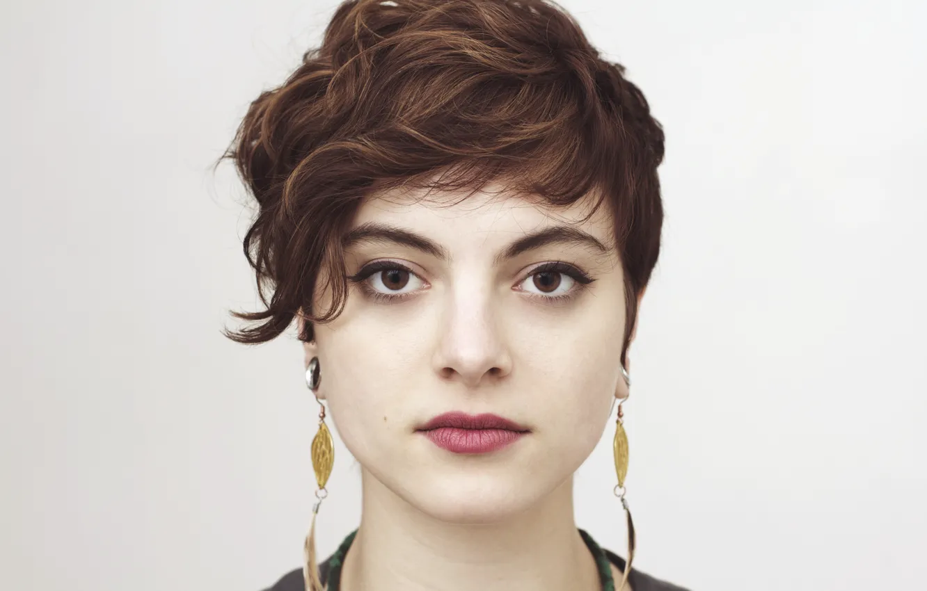 Фото обои girl, woman, eyes, brown, model, face, brunette, female