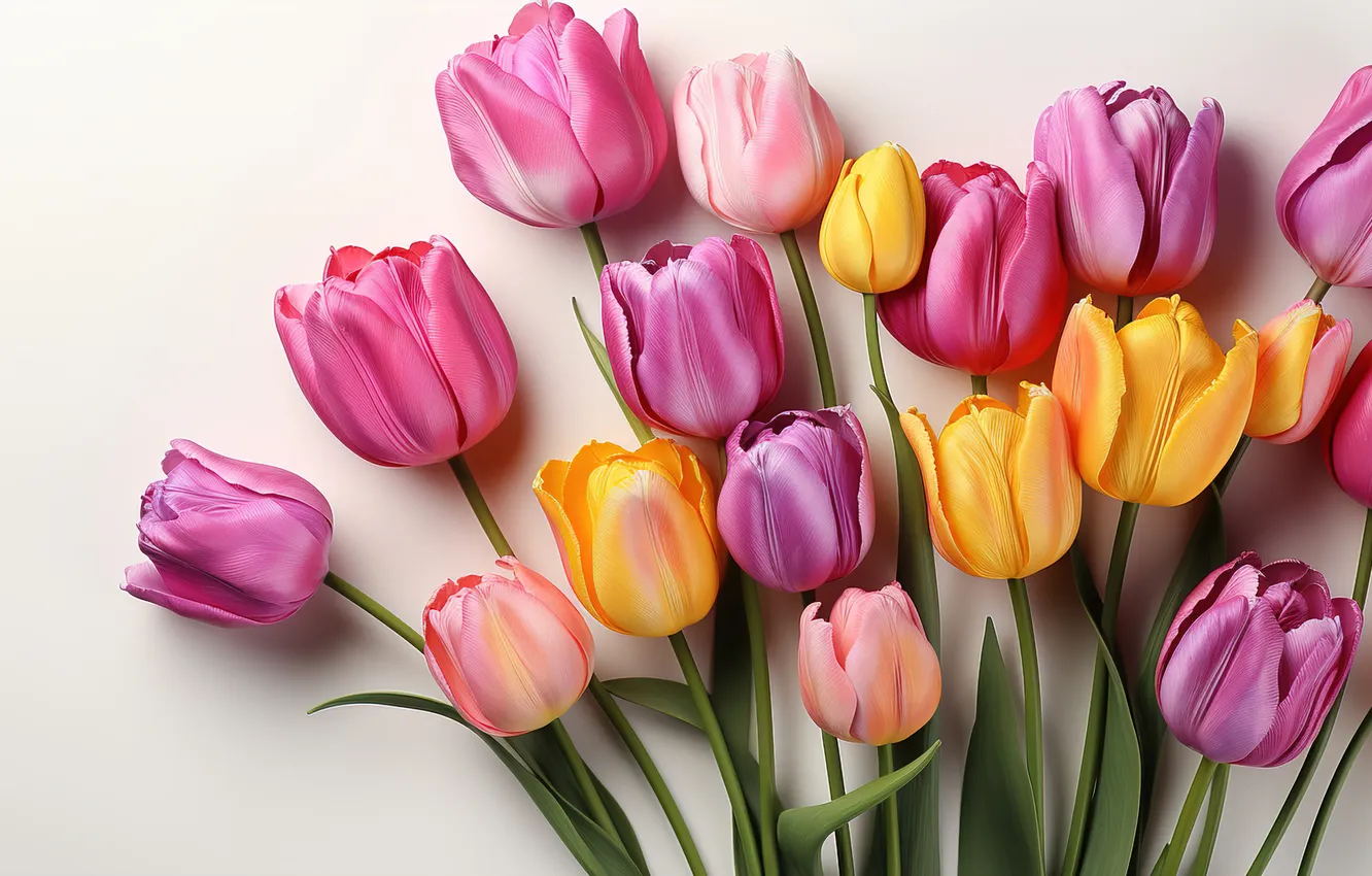 Фото обои цветы, букет, colorful, тюльпаны, flowers, tulips, spring, purple